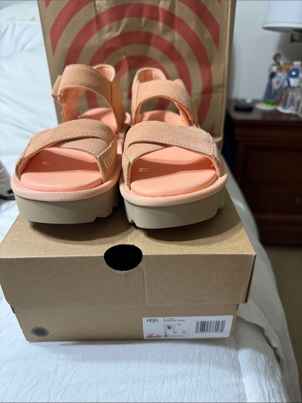 UGG women’s Peach Suede Double-Strap Sandals
